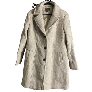 Gallery New York Textured Tweed Wool Blend Coat Women XL Button Front Beige